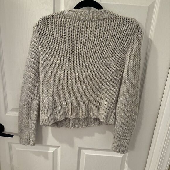 Chunky Fisherman Cropped‎ Cable Knit Sweater Women Sz 42  Med Pullover Oatmeal - Picture 7 of 7